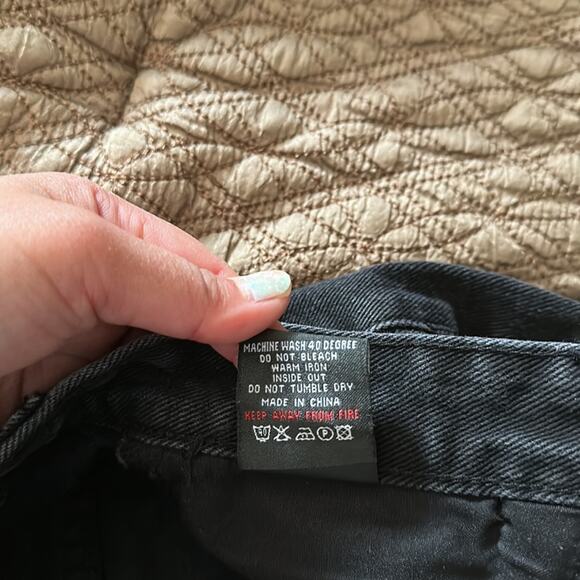 Pretty Little Thing | Black Jeans Frayed Hem Wide Leg Size US 2/ UK 6 - Picture 8 of 16